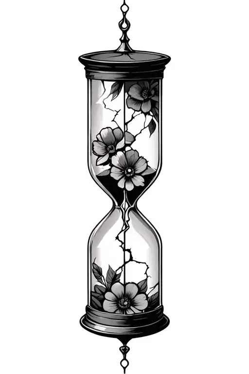 Hourglass Cracked With Flowers