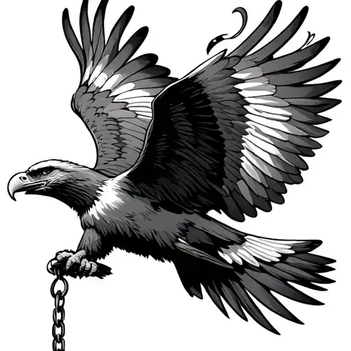 Broken Chain With Flying Eagle Soaring