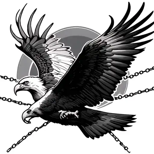 Broken Chain With Flying Eagle Soaring Eagle Breaking Free