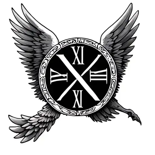 Ccclxxxvi In Roman Numerals Surrounded By Wings