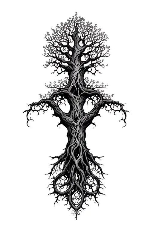 Tree Of Life Intertwined With Vines
