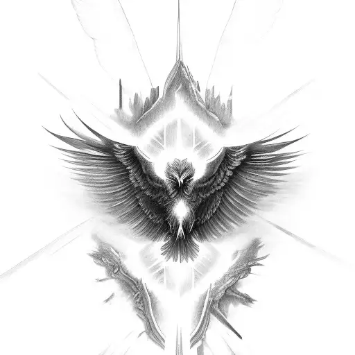 Eyes Of A Phoenix Looking Through Its Wing