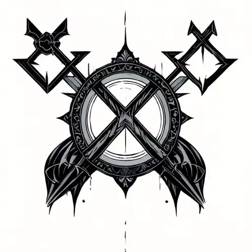 Technogenic Religious Symbols With Straight Angles