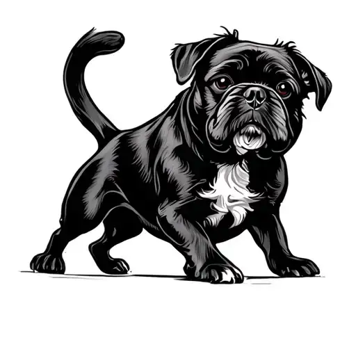 Dancing Black Dog Of Depression Depicted Outlines