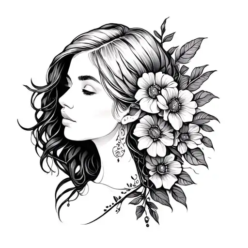 Growth Tattoo Woman Line Art
