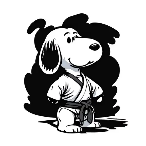 Snoopy Dog In Karate Kimono With Black Belt