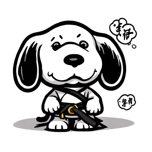 Snoopy Dog In Karate Kimono With Black Belt Without Background