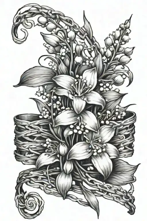 Lily Of The Valley Flower Wrapped In Barbwire Arm Band