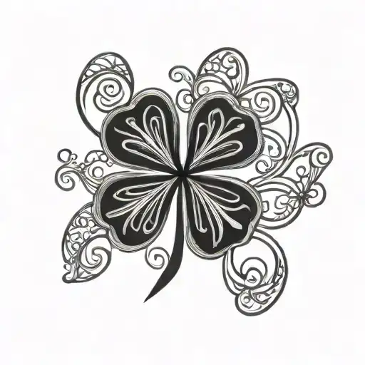 A Minimalist Tattoo Of A Shamrock Intertwined With The Initials Of The Client's 4 Children