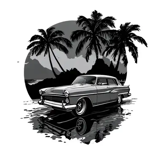 Piha Beach With Car Elements Incorporated