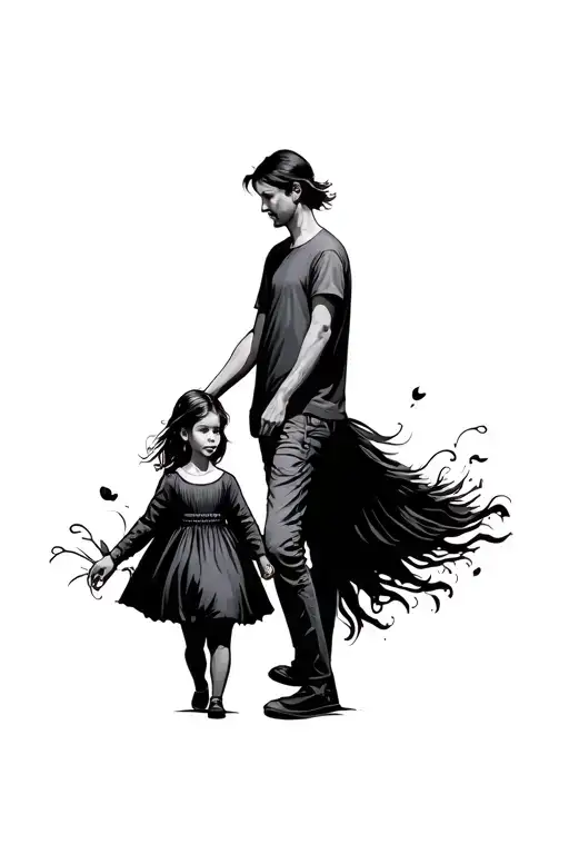 Father And Daughter Walking