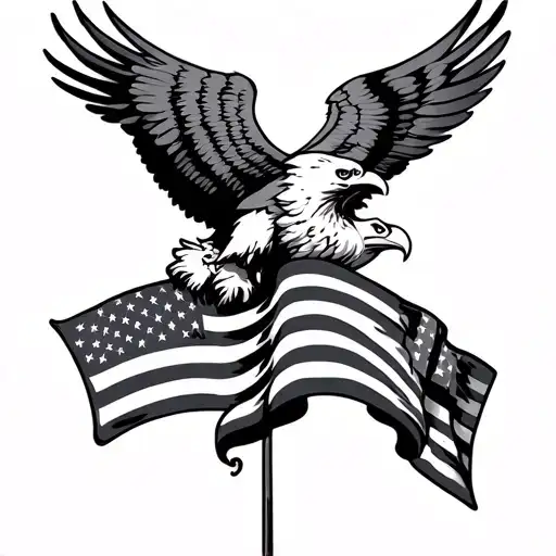 Eagle And Flag Intertwined