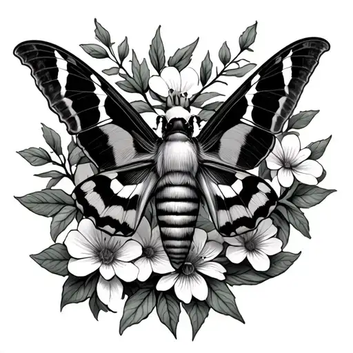 Death Hawk Moth With Sage Flowers