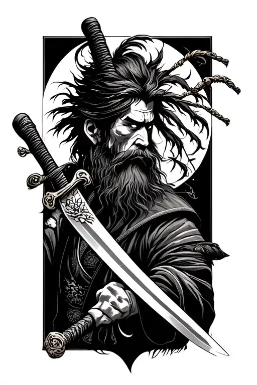 Traditional Japanese Wounded Swordsman