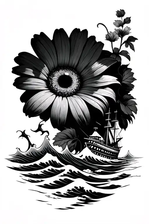 Black Eyed Susan Ocean Waves Military Ship