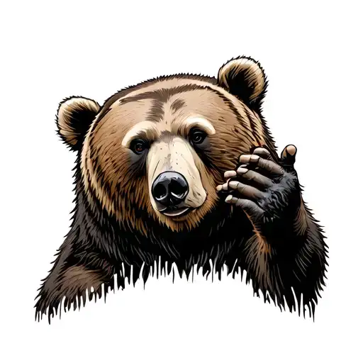 Bear Facing Away One Paw Held Up