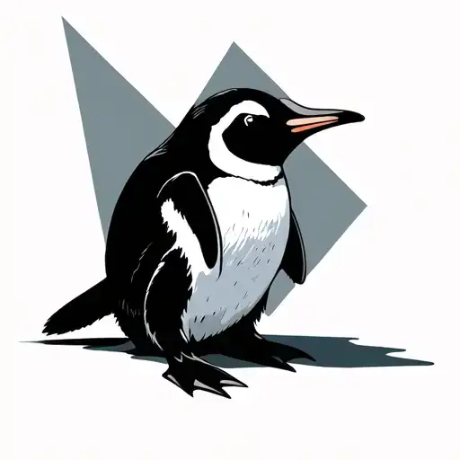 Penguin With Geometric Triangles Inside Representing The Client's Love