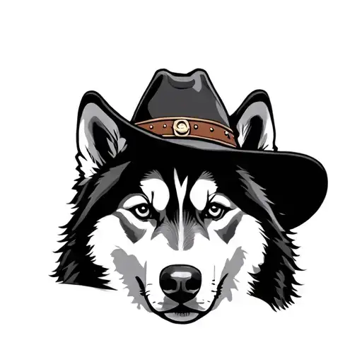 Husky With A Cowboy Hat