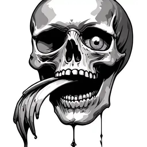 Skull With Eyeball In The Mouth Open
