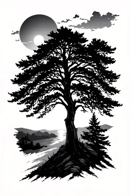 Tree Hike Sun Setting