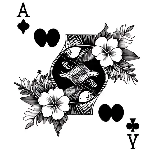 Jack Of Hearts Playing Card Surrounded By Hawaiian Flowers