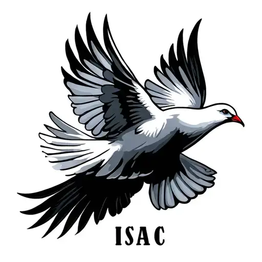 The Name Isaac With A Dove Flying