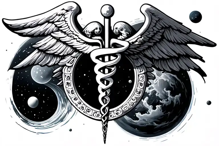 Caduceus Outer Space Surrounded