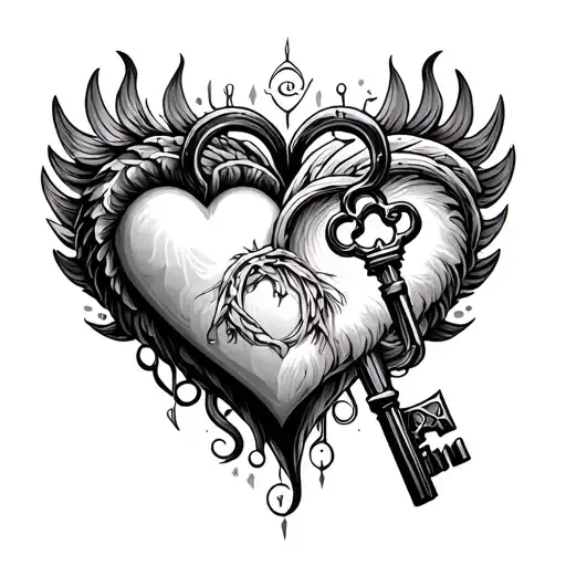 Gemini And Aquarius Zodiac Sign Combined Withheart And Key