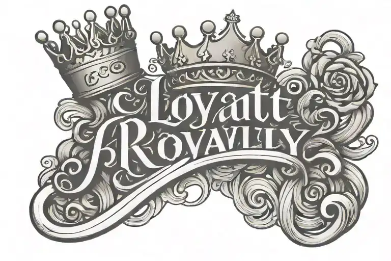 Loyalty Over Royalty Text Cursive Font With A Crown By Loyalty And A Money Bag By Royalty Simple