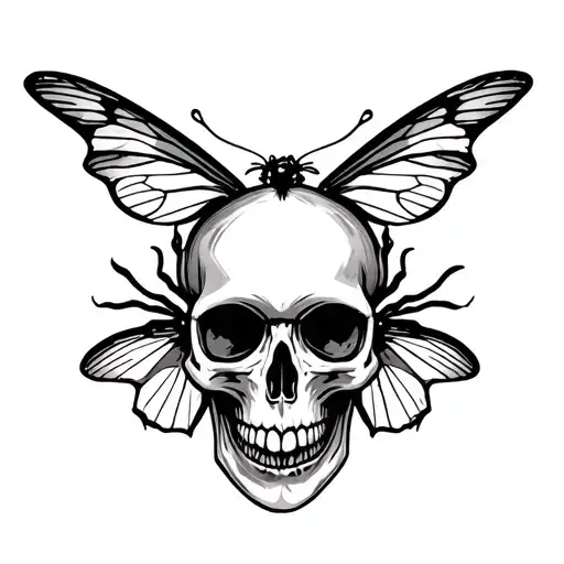 Skull And Butter Fly