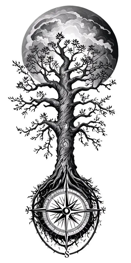 Tree Of Life With A Compass Of Life With