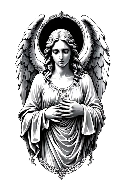 Vintage Angel Watching Over Suffering Human