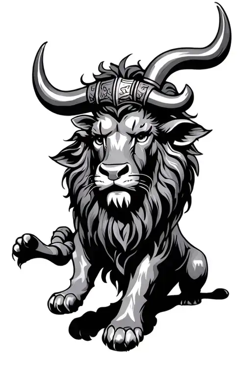 Viking Style Lion And Bull