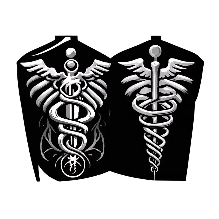 Medical Symbols And Elements Covering Chest