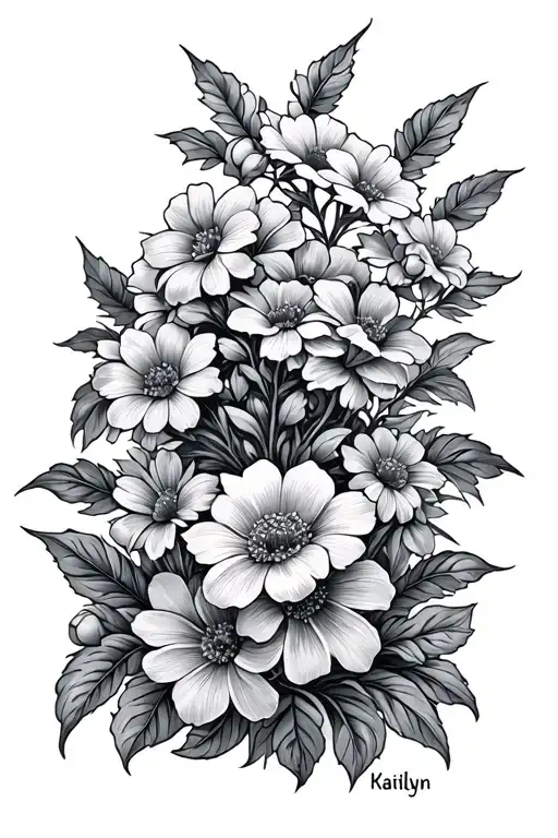 Word Kaitlyn With Flowers Growing