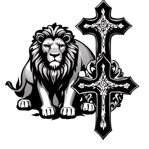 3 Crosses With Lion