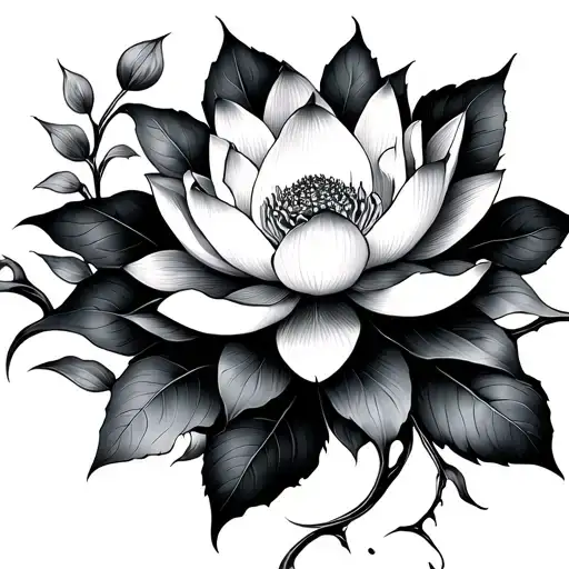 Lotus Flower Intertwined Vines