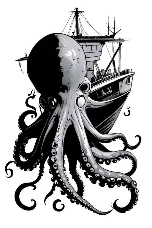 Boat Wreck Sunking By An Octopus