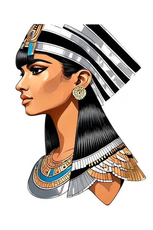 Cleopatra With Brown Skin And Black Straight Hair And Bangs