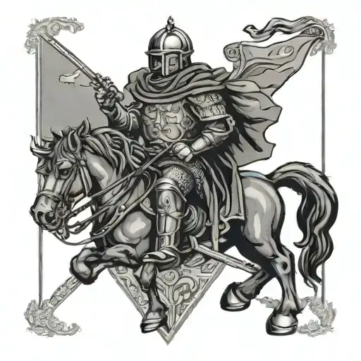 Middle Age Swiss Mercenary Engraving Tarot Card