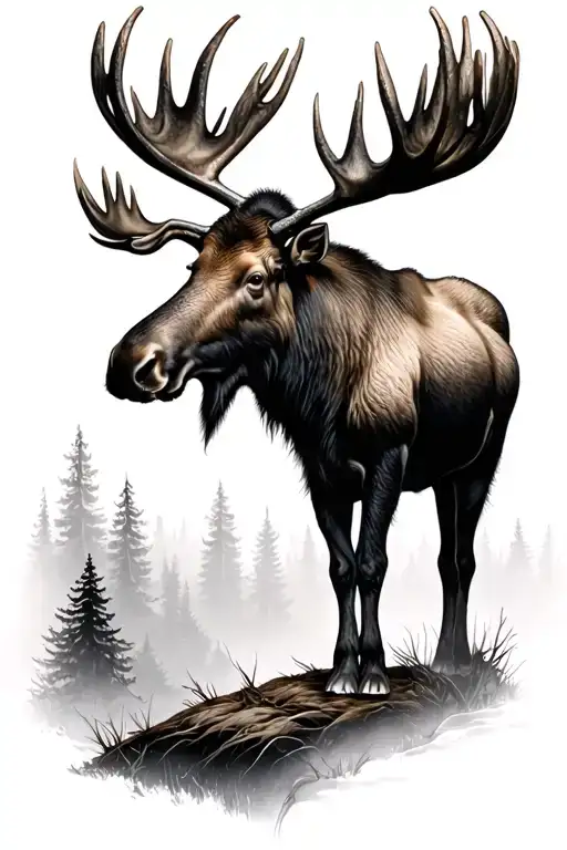 Realistic Moose Misty Forest