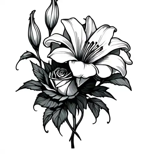 A Rose And A Lily Flower