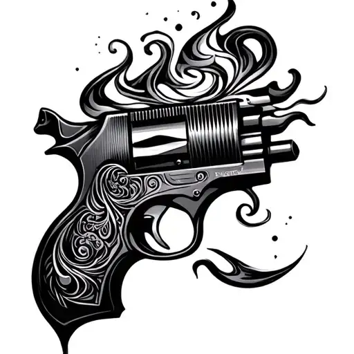 Magic Swirls Forming An Abstract Tattoo Gun