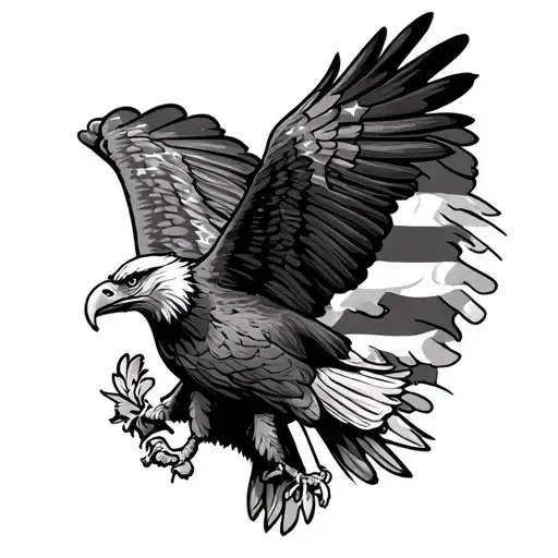 Eagle And Us Flag Waving