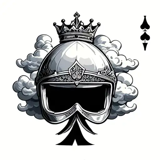Ace Of Spades Motorcycle Helmet With Cloud And Crown