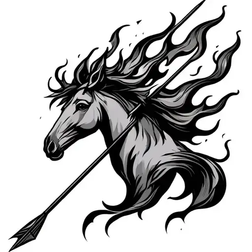 Sagittarius Arrow And Flames Coming