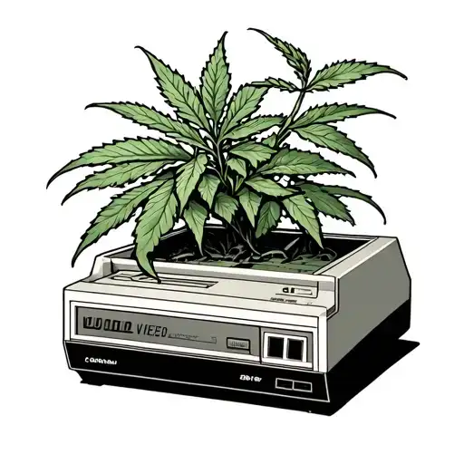 A Creepy Weed Plant Growing Out Of A Retro Video Game Console