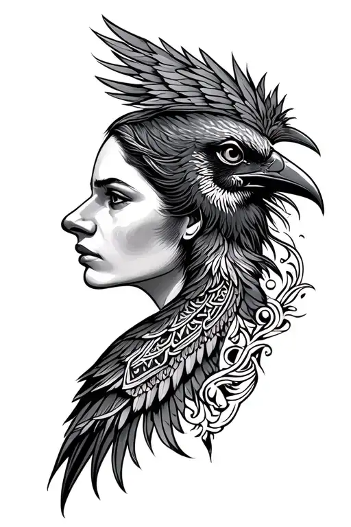Ravens Nordic Hugin Side By Side Profile Traditional Lady