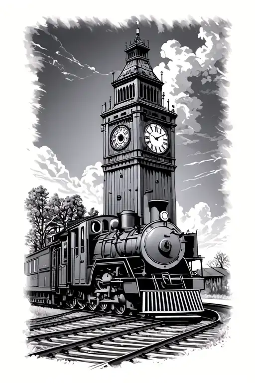 Train With Clock Tower
