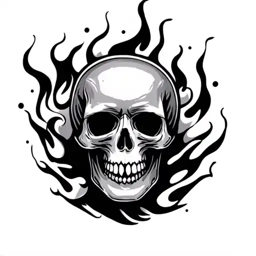 Volleyball Estetic Minimalistic Burning Skull